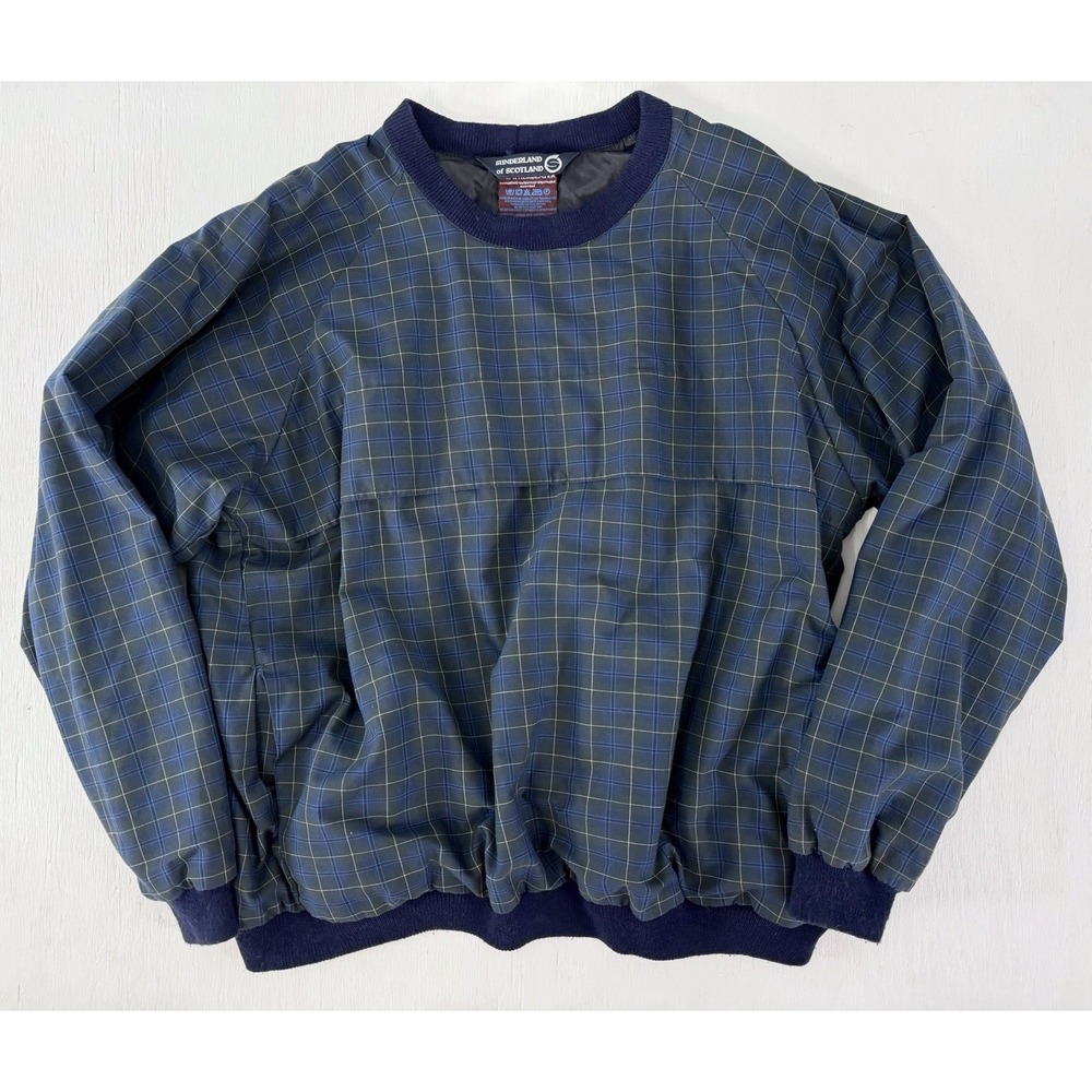 Vintage Sunderland of Scotland Weatherbeater Pullover XL Men Blue Tartan Plaid